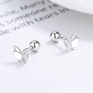 925 Sterling Silver Sweet Double Butterfly Thread Stud Earrings