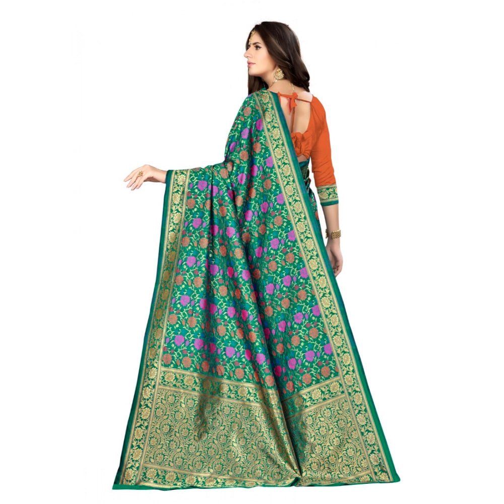 Women's Banarasi silk Saree with Blouse (Multi, 5-6mtr) - Image 3
