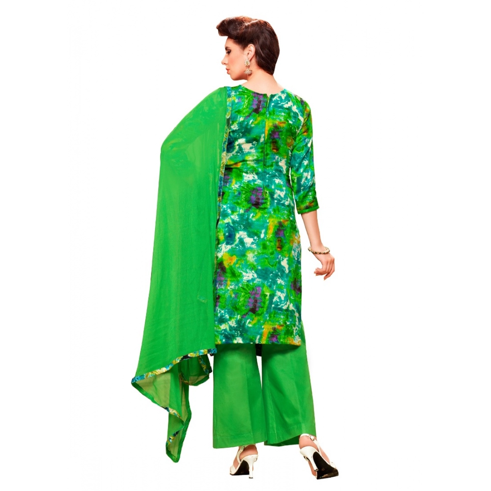 Glaze Cotton Unstitched Salwar Suit-Material With Dupatta (Green & Multi,2.3 Mtrs) - Image 2