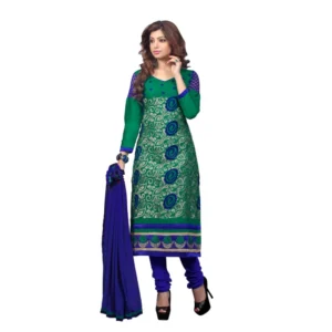 Glaze Cotton Unstitched Salwar Suit-Material With Dupatta (Green,2.2 Mtrs)