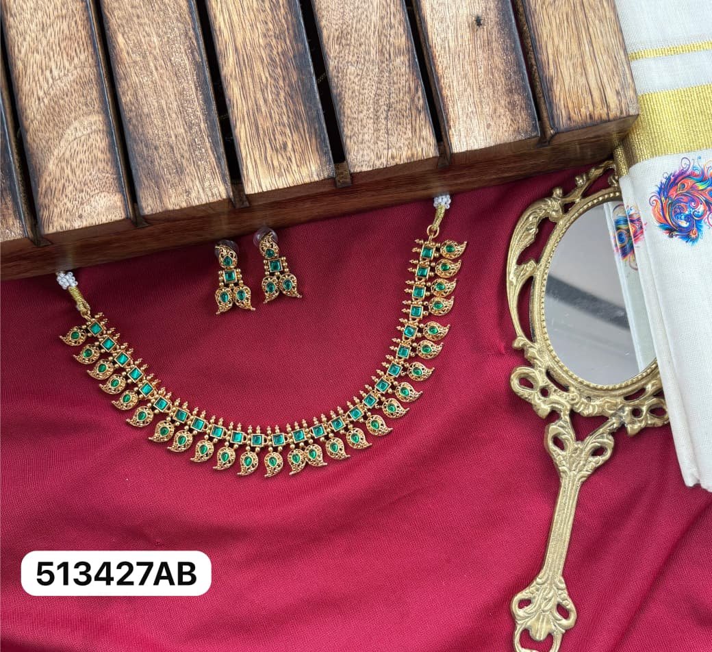 Mayoori Style Antique Gold Necklace & Earring Set - Image 2