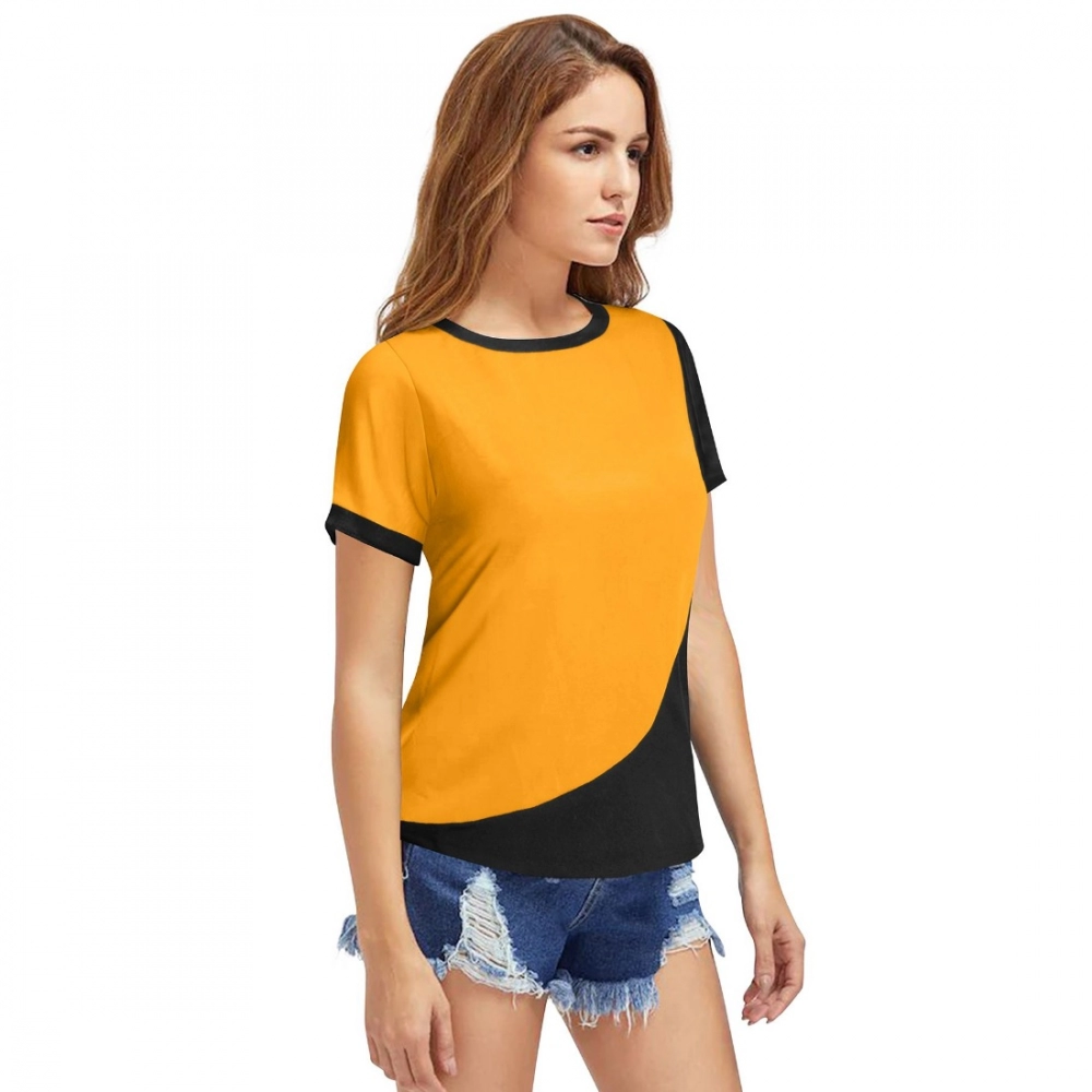 Polyester, Knitting Western Wear T-Shirt (Yellow) - Image 3