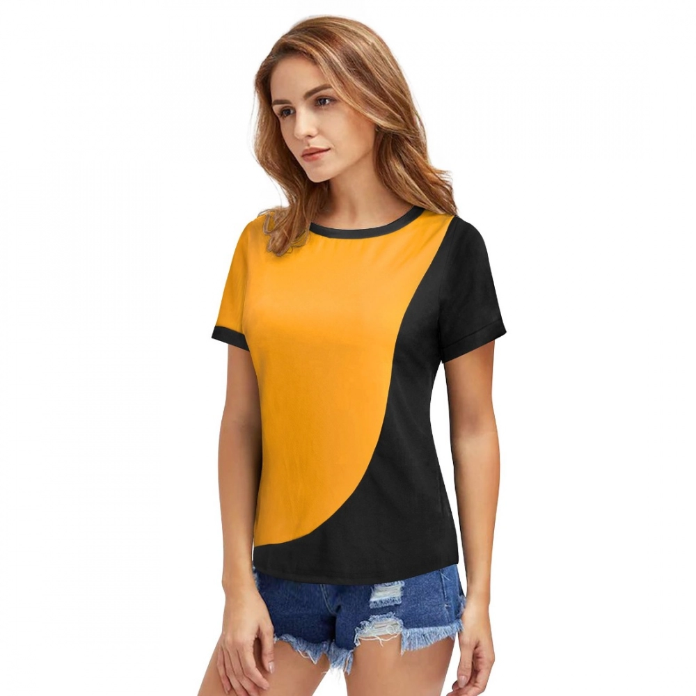 Polyester, Knitting Western Wear T-Shirt (Yellow) - Image 4