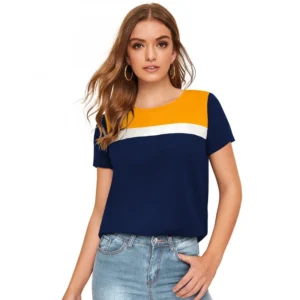 Polyester, Knitting Western Wear T-Shirt (Yellow)