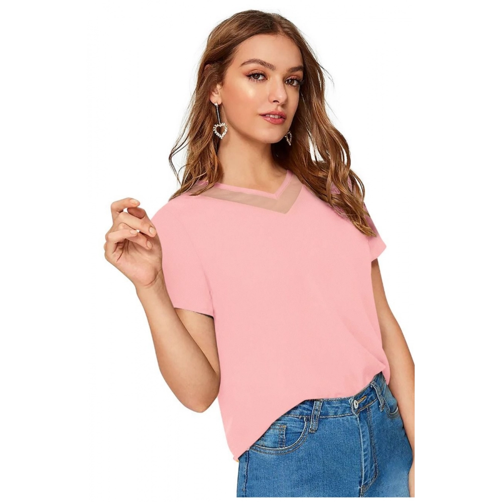 Polyester, Knitting Western Wear T-Shirt (Peach) - Image 3