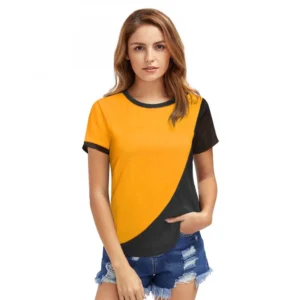 Polyester, Knitting Western Wear T-Shirt (Yellow)