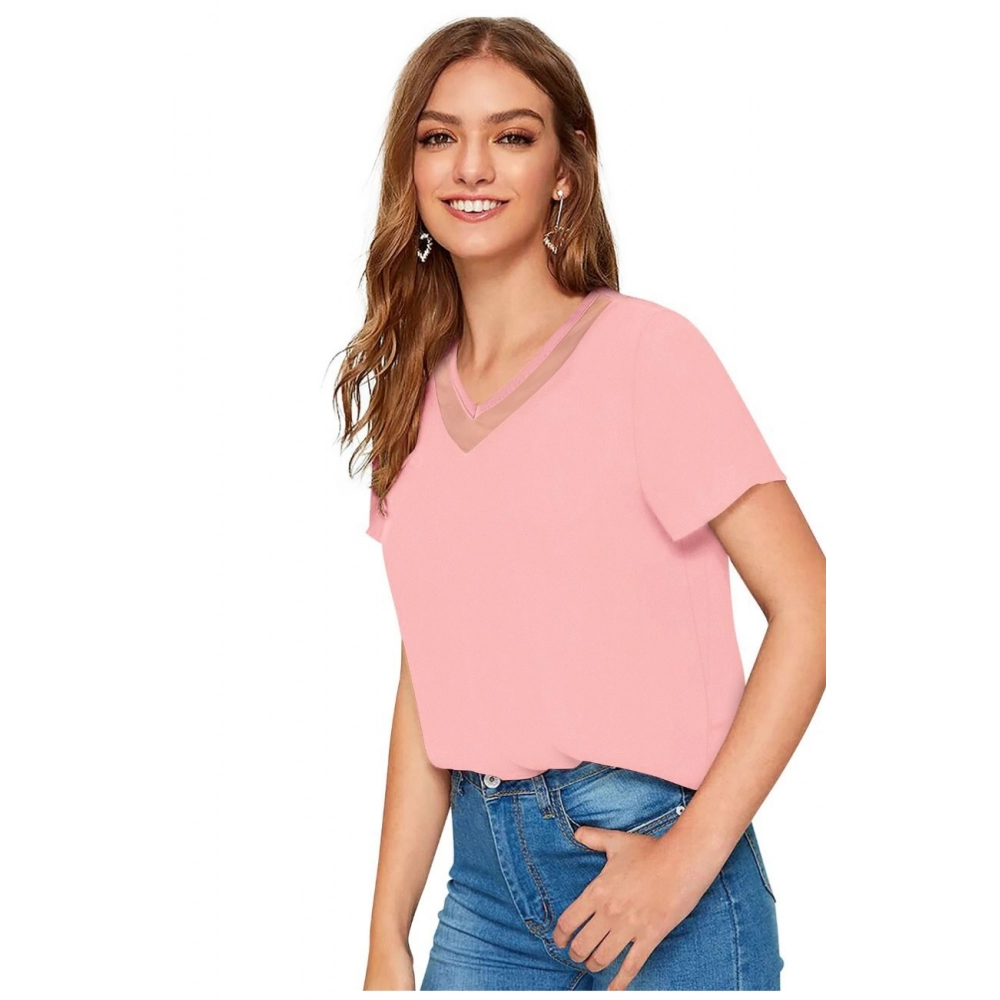 Polyester, Knitting Western Wear T-Shirt (Peach) - Image 4