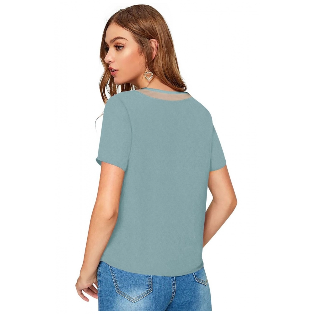 Polyester, Knitting Western Wear T-Shirt (Pista) - Image 2