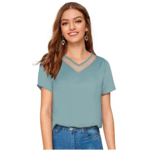 Polyester, Knitting Western Wear T-Shirt (Pista)