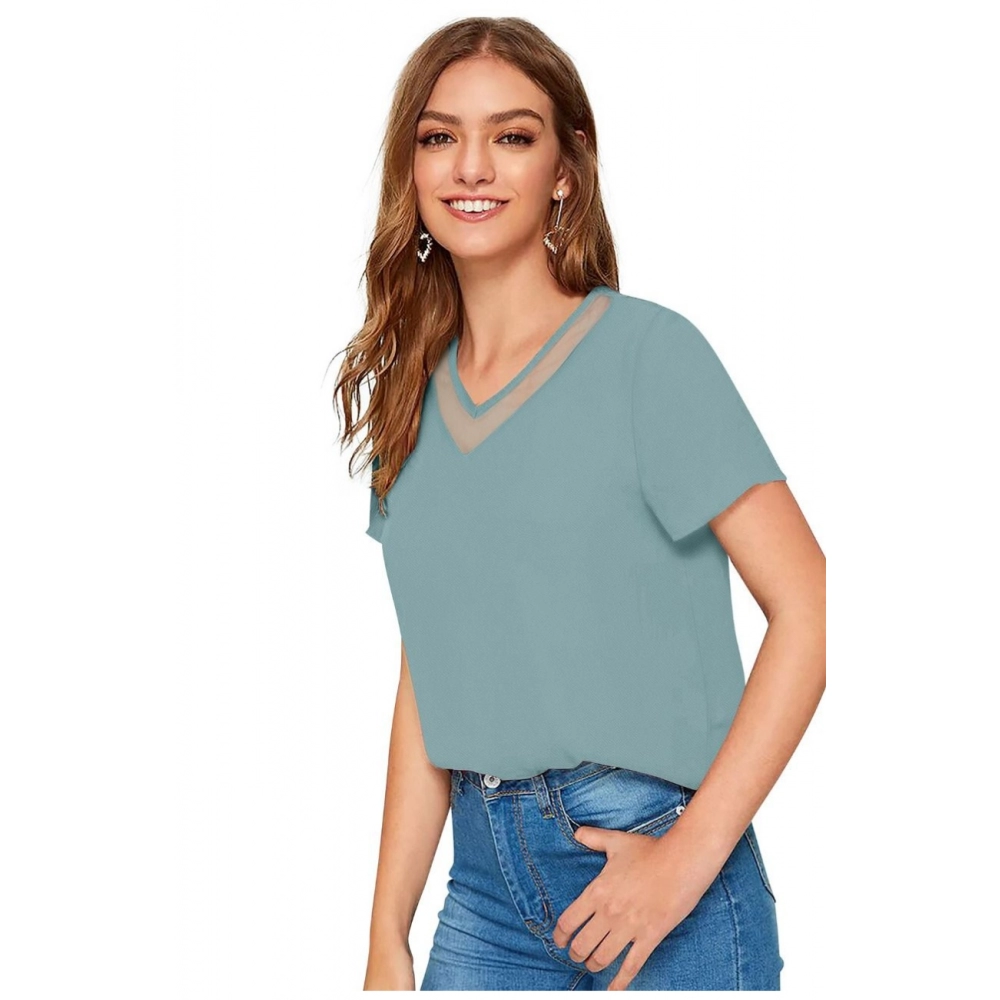 Polyester, Knitting Western Wear T-Shirt (Pista) - Image 4