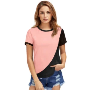 Polyester, Knitting Western Wear T-Shirt (Peach)