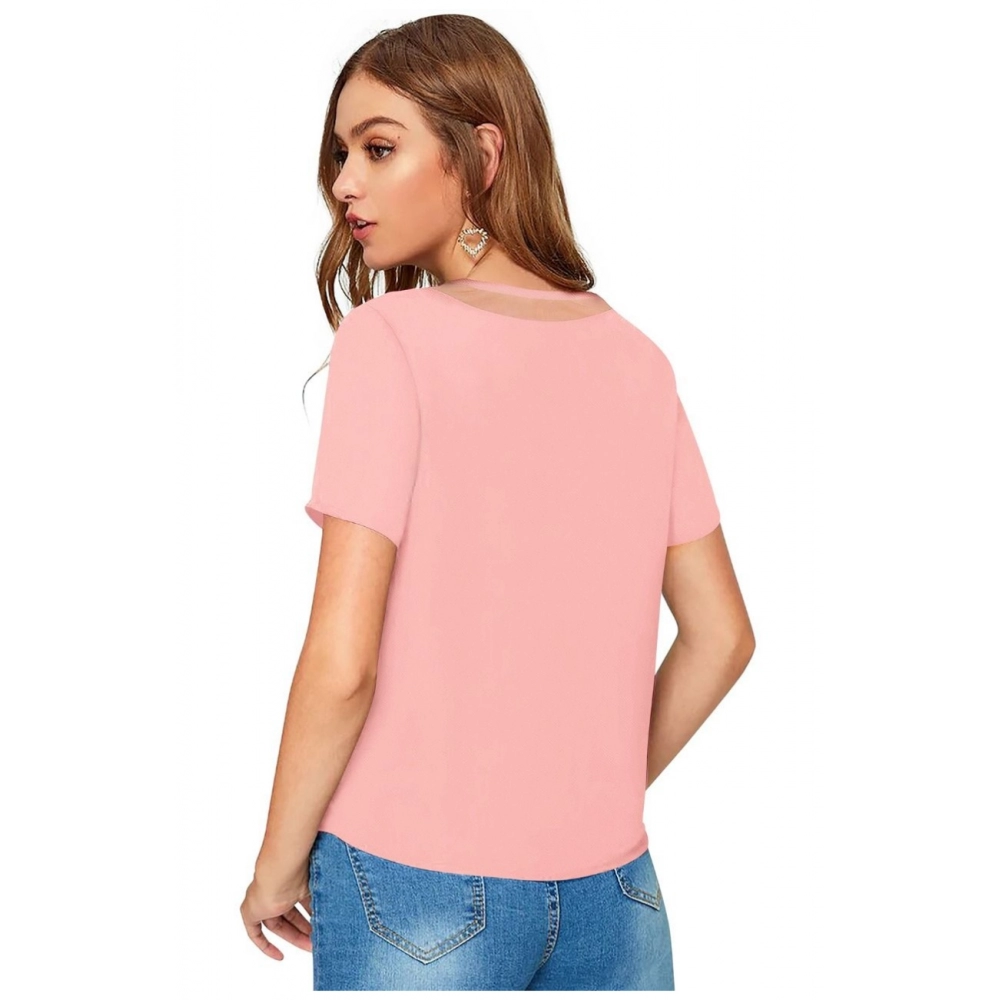Polyester, Knitting Western Wear T-Shirt (Peach) - Image 2