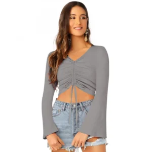 95% Polyester 5% Spandex Western Wear Tops (Grey)
