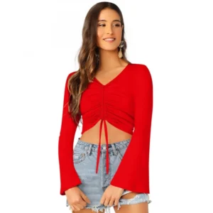 95% Polyester 5% Spandex Western Wear Tops (Red)