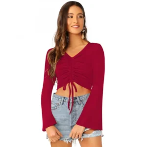 95% Polyester 5% Spandex Western Wear Tops (Maroon)