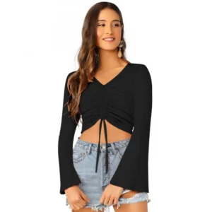 95% Polyester 5% Spandex Western Wear Tops (Black)