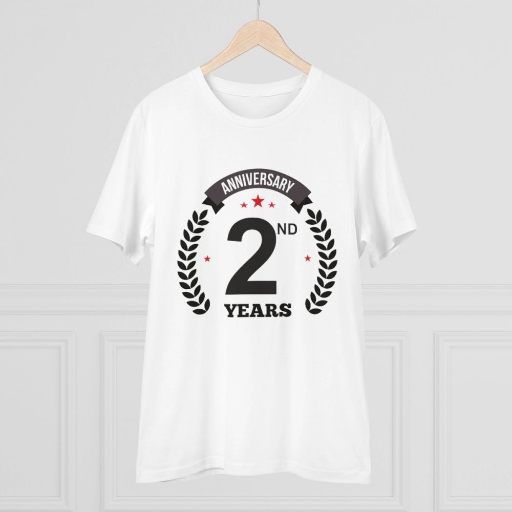Men's PC Cotton 2nd Anniversary Printed T Shirt (Color: White, Thread Count: 180GSM) - Image 5