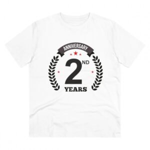 Men's PC Cotton 2nd Anniversary Printed T Shirt (Color: White, Thread Count: 180GSM)