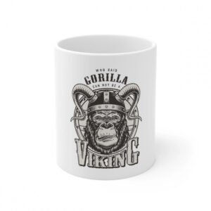 Ceramic Gorila Desing Printed Coffee Mug (Color: White, Capacity:330ml)