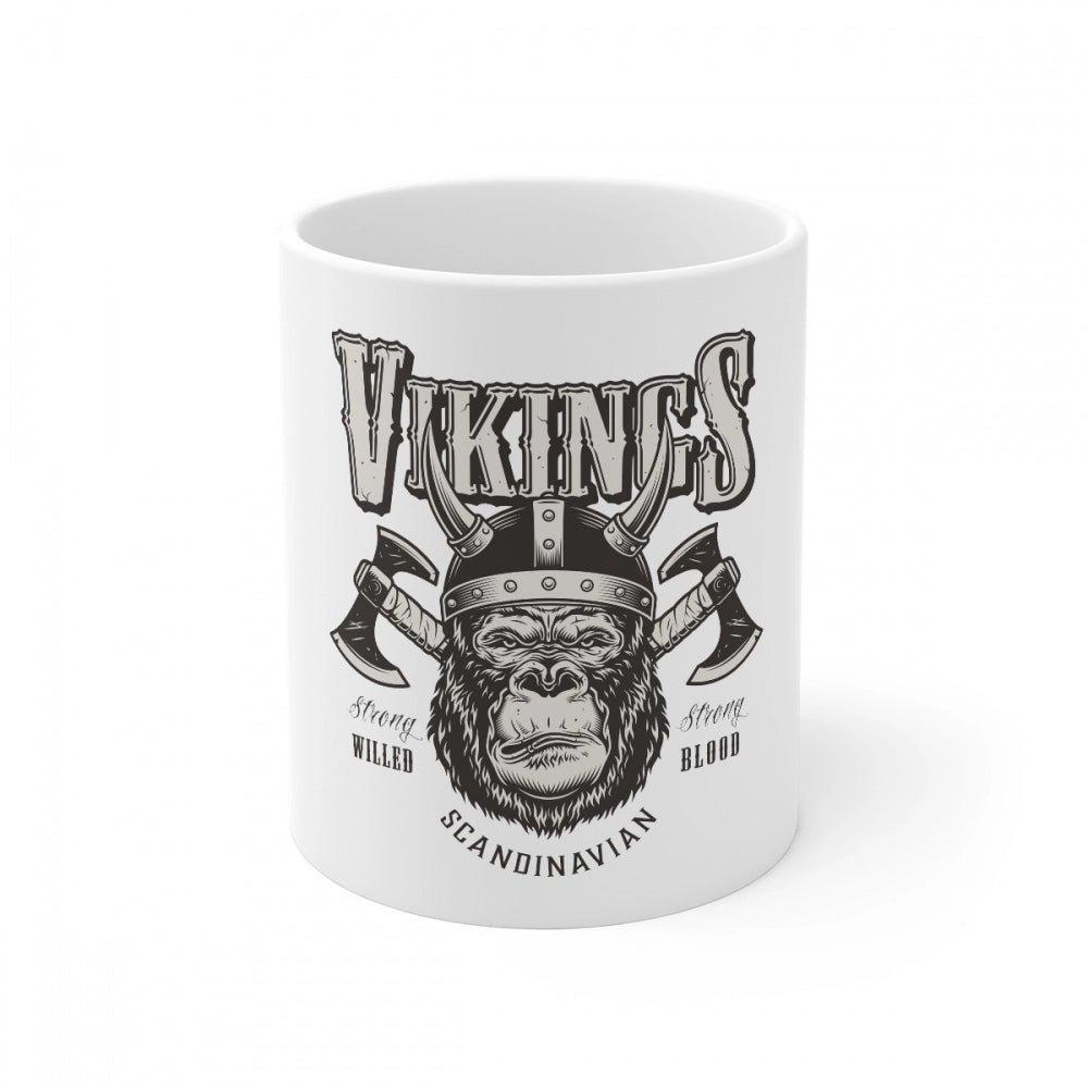 Ceramic Gorila Desing Printed Coffee Mug (Color: White, Capacity:330ml)