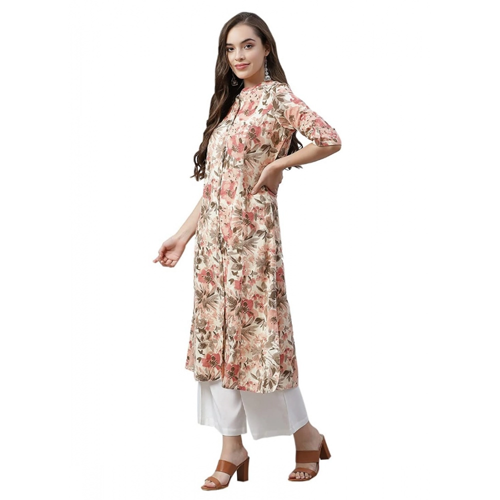 Cotton Printed Floral Print Kurti (Multicolor, Cotton) - Image 5