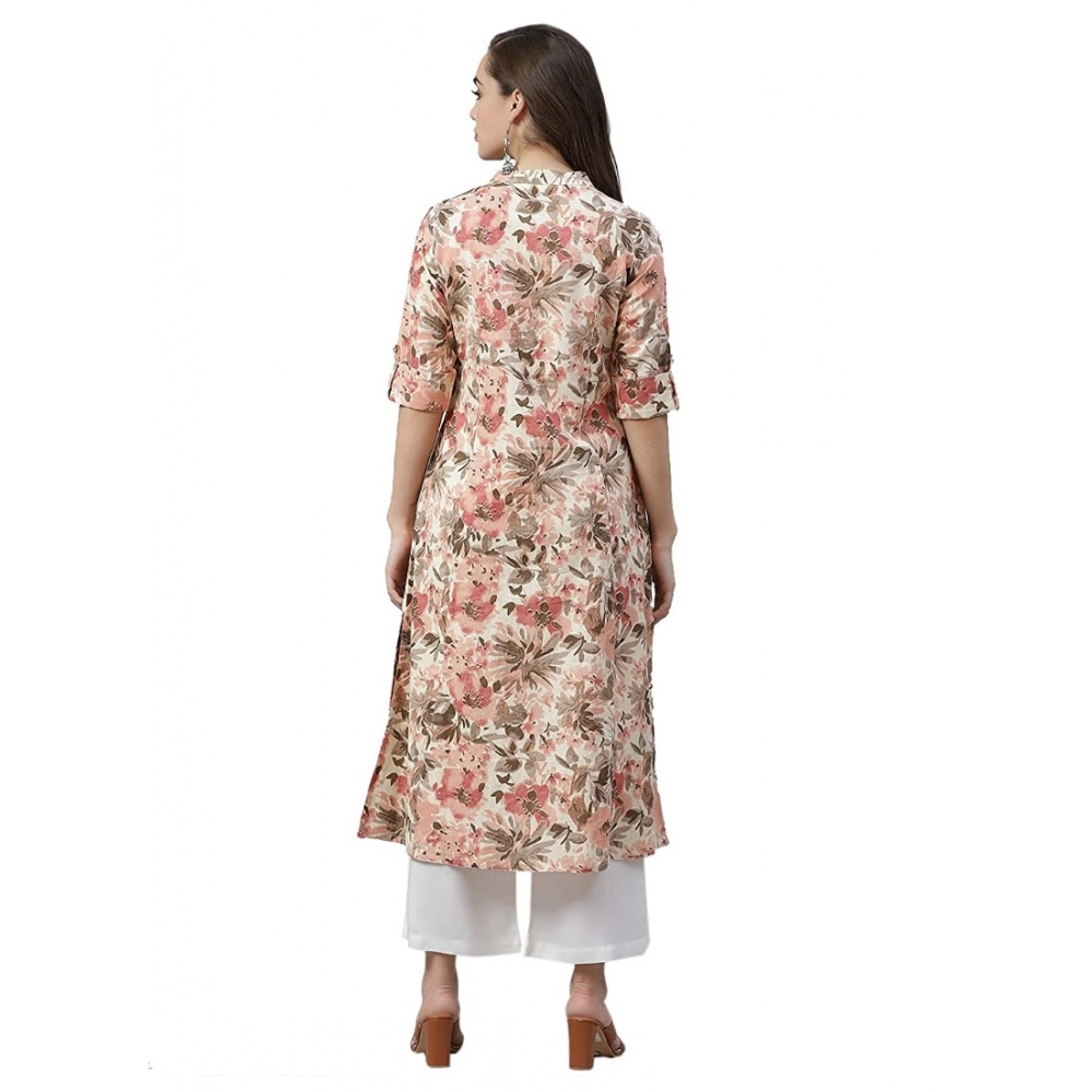 Cotton Printed Floral Print Kurti (Multicolor, Cotton) - Image 3