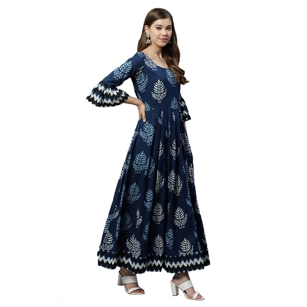 Cotton Printed Regular Kurti (Blue, Cotton) - Image 5