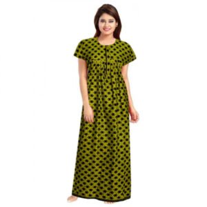 Cotton Printed Maxi Nighty (Green)