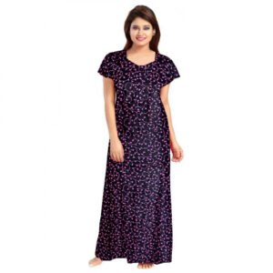 Cotton Printed Maxi Nighty (Purple)