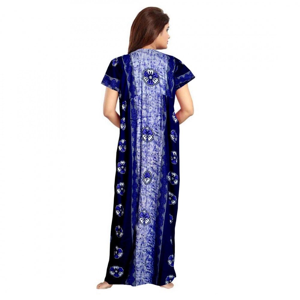 Cotton Printed Maxi Nighty (Blue) - Image 2