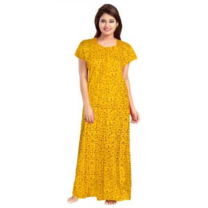 Cotton Printed Maxi Nighty (Yellow)