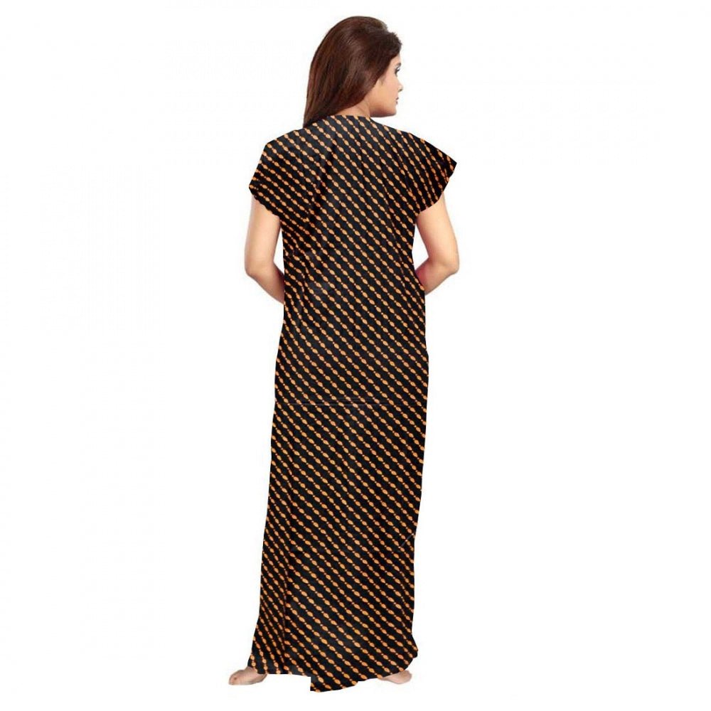 Cotton Printed Maxi Nighty (Brown) - Image 2