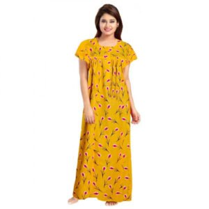 Cotton Printed Maxi Nighty (Yellow)