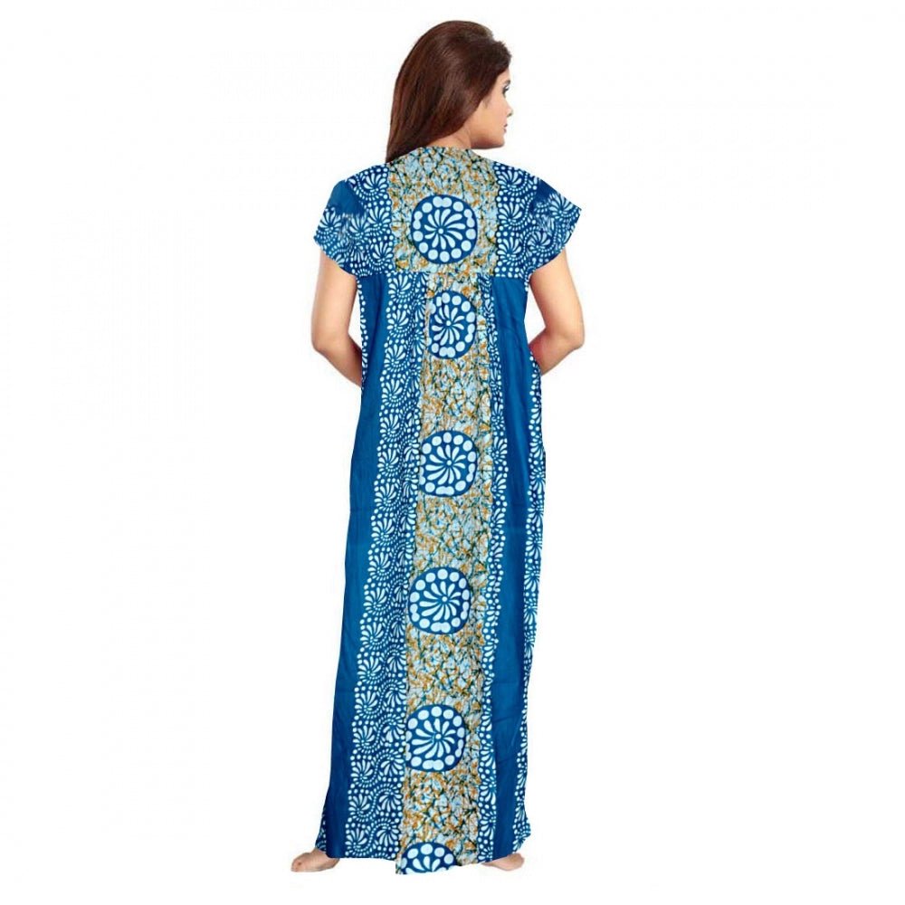 Cotton Printed Maxi Nighty (Blue) - Image 2