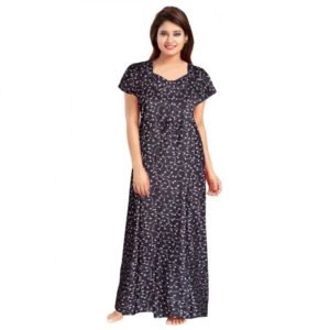 Cotton Printed Maxi Nighty (Grey)