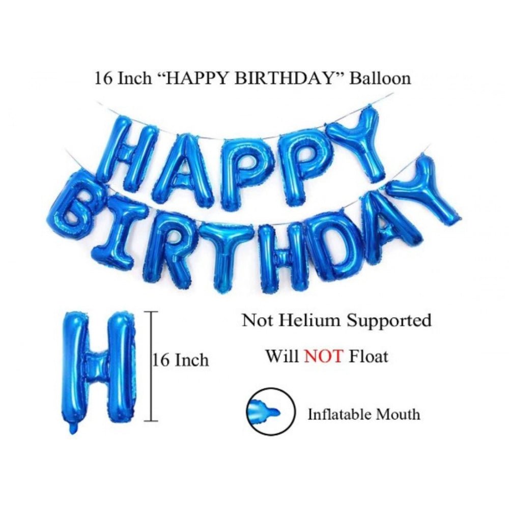 3Rd Happy Birthday Decoration Combo With Foil And Star Balloons (Blue, Silver) - Image 2