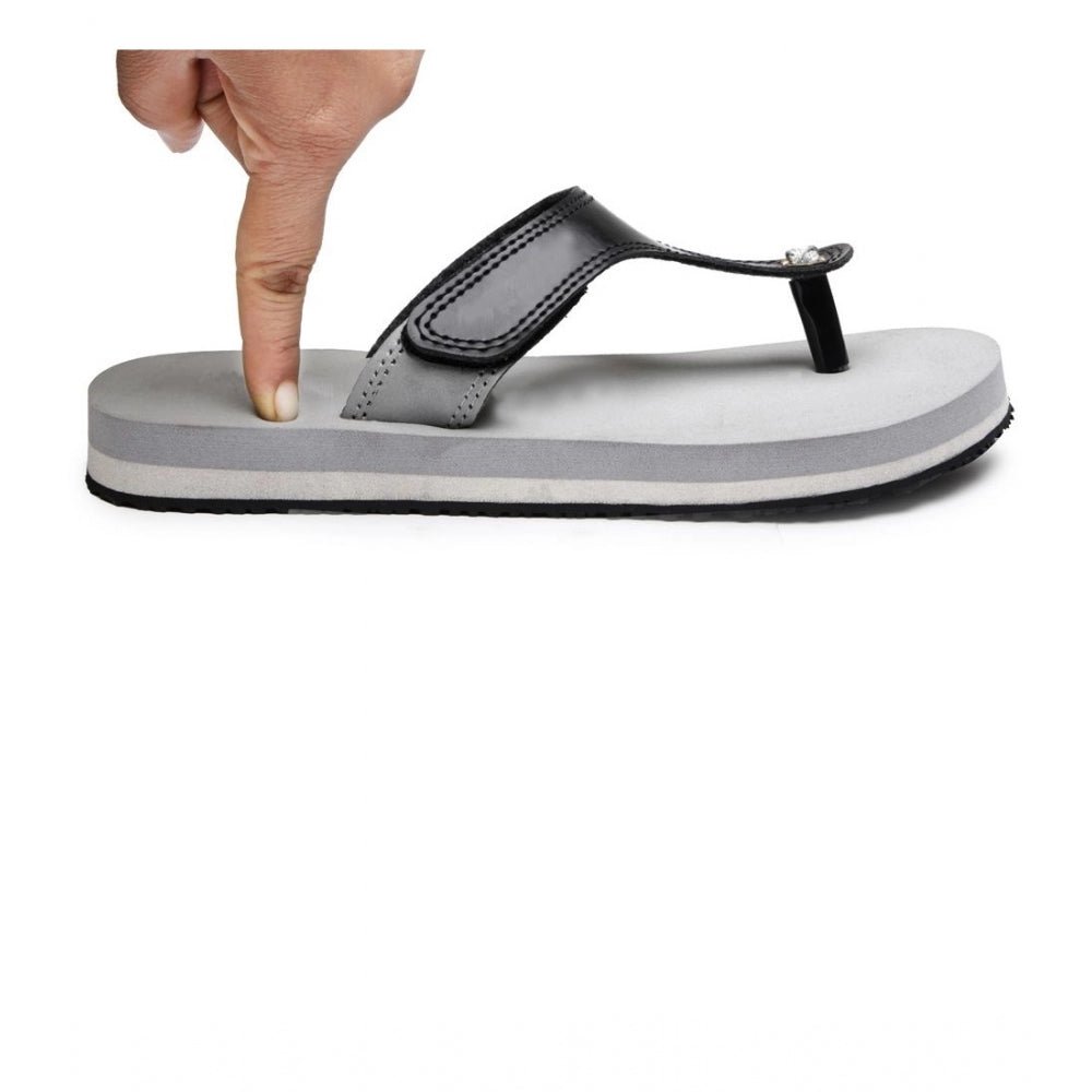 Unisex Rubber Lightweight T-Style Slippers (Grey) - Image 4