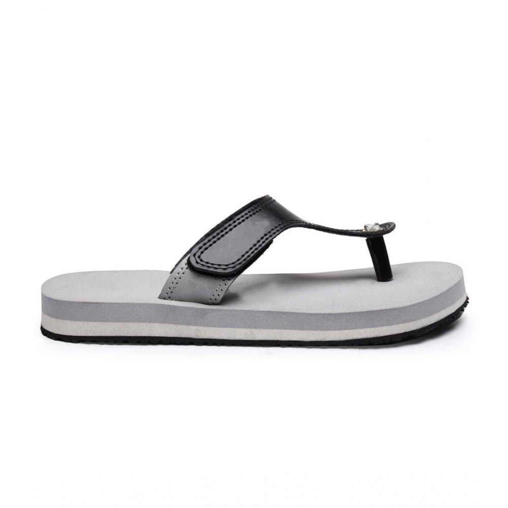 Unisex Rubber Lightweight T-Style Slippers (Grey) - Image 2