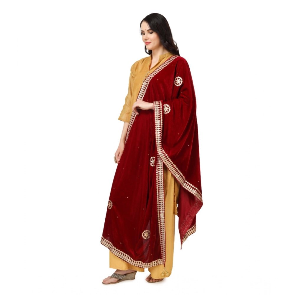 Women's Velvet Gotta Patti Dupatta (Maroon, Length: 2.25 to 2.50 Mtr) - Image 2