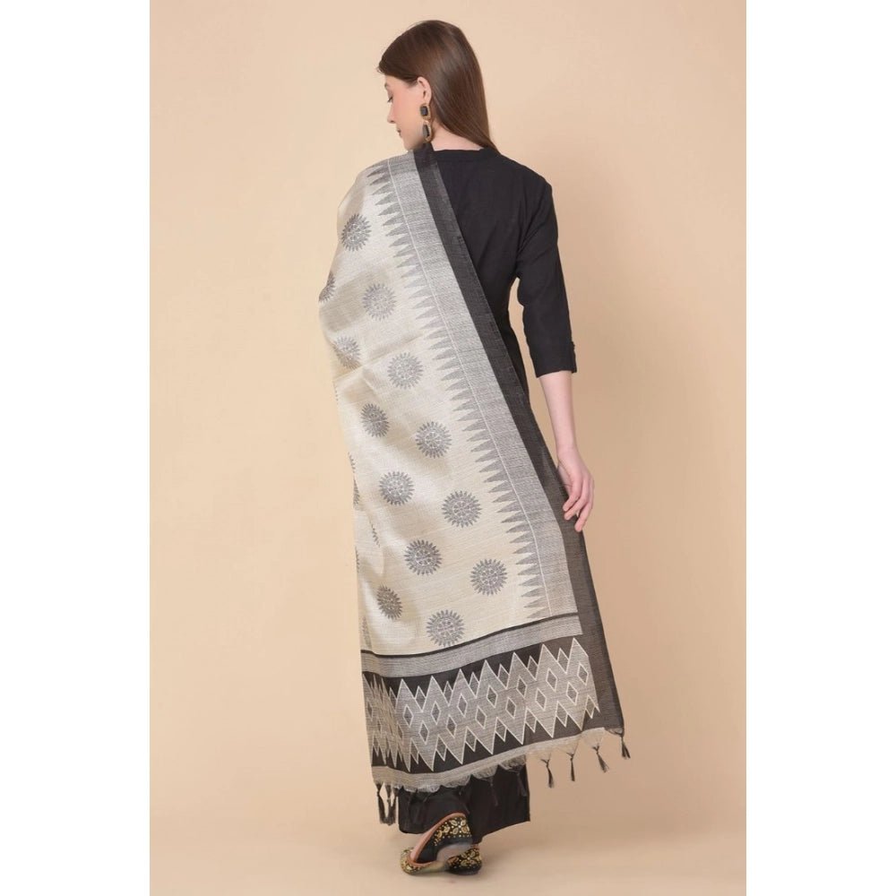 Women's Art Silk Printed Dupatta (Black, Length: 2.25 to 2.50 Mtr) - Image 3