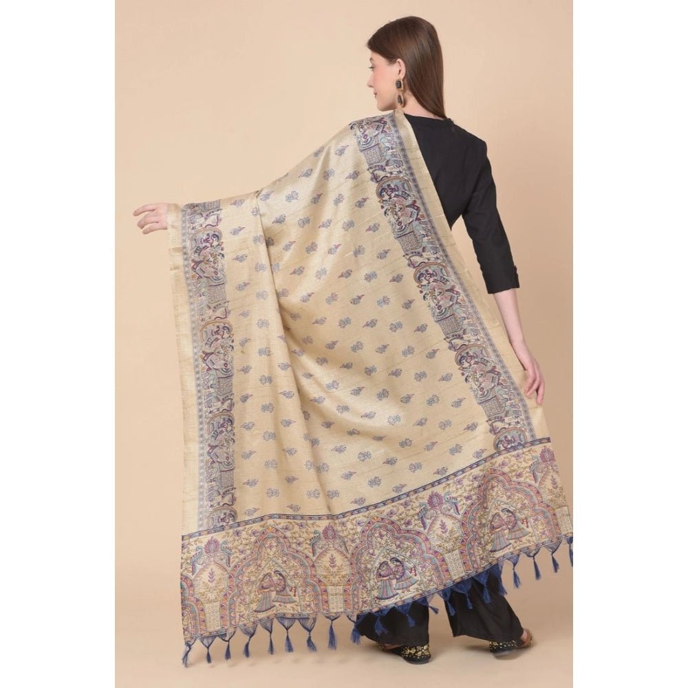 Women's Art Silk Printed Dupatta (Gold, Length: 2.25 to 2.50 Mtr) - Image 3