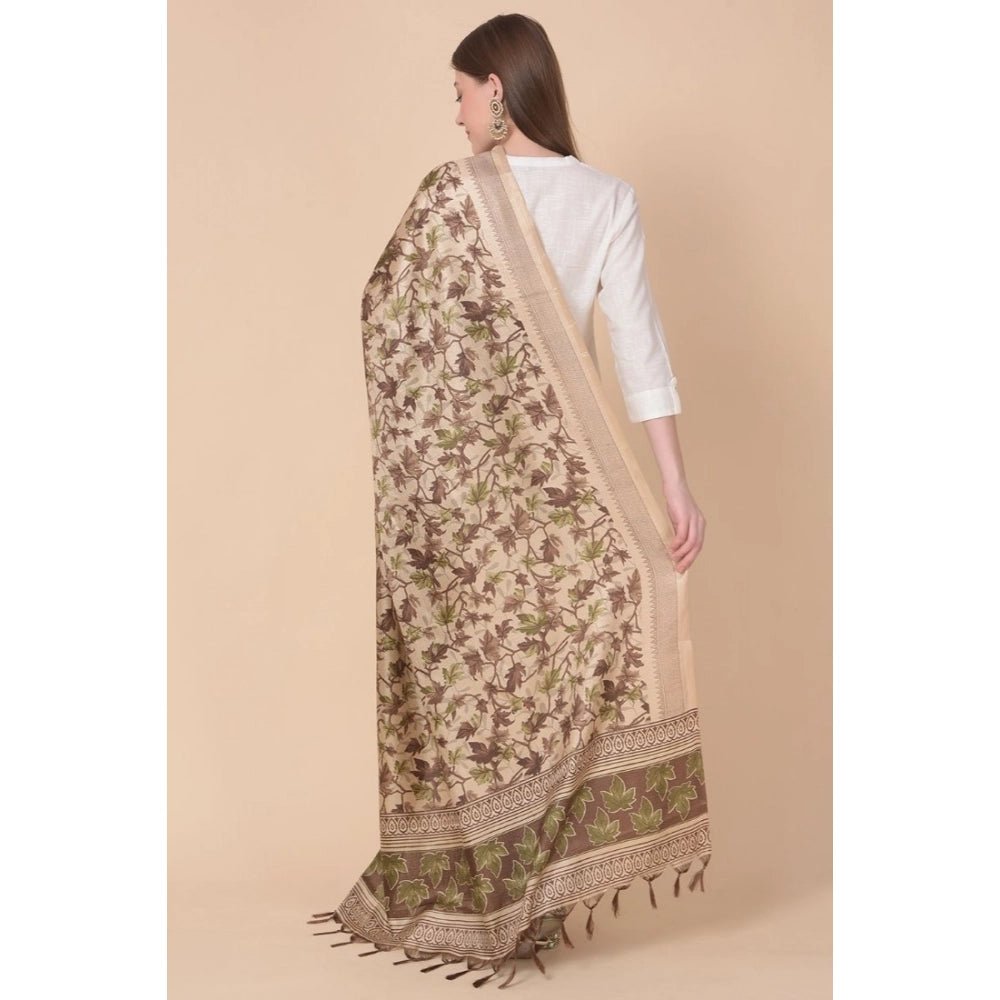 Women's Art Silk Printed Dupatta (Gold, Length: 2.25 to 2.50 Mtr) - Image 3