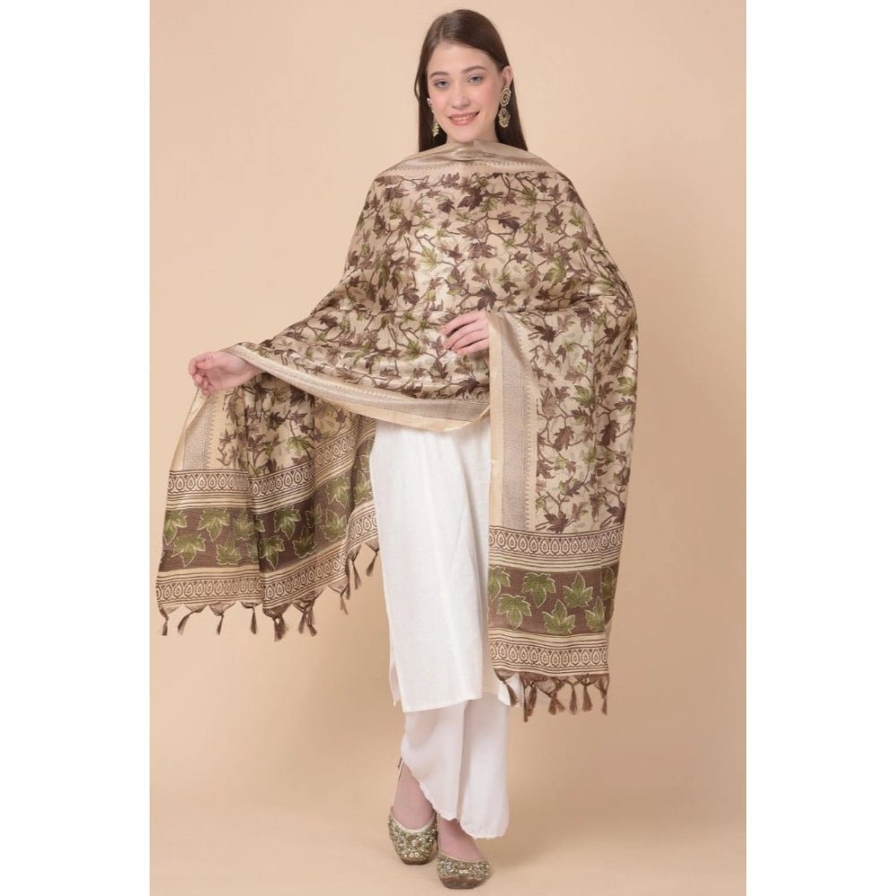 Women's Art Silk Printed Dupatta (Gold, Length: 2.25 to 2.50 Mtr) - Image 5