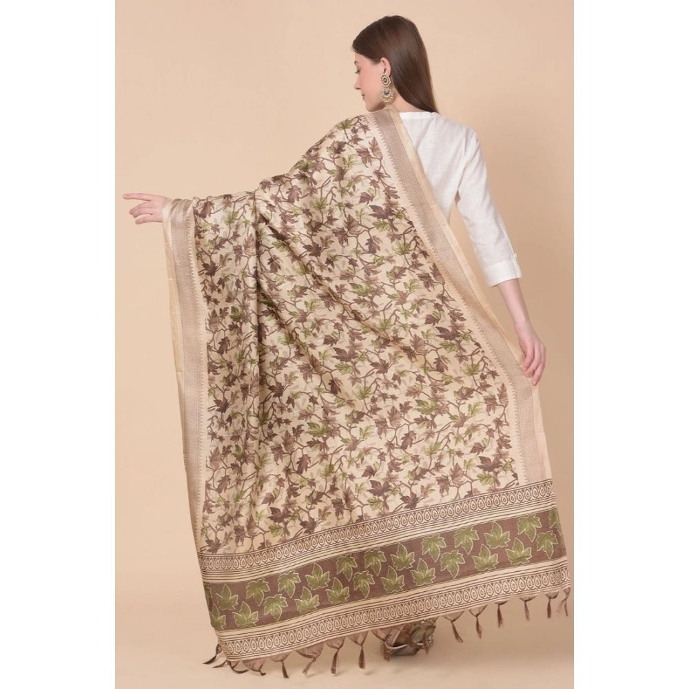 Women's Art Silk Printed Dupatta (Gold, Length: 2.25 to 2.50 Mtr) - Image 2