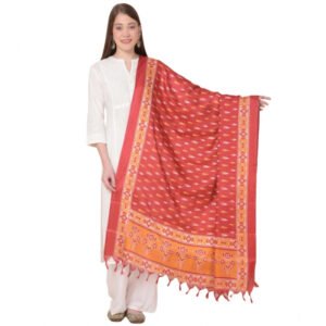 Women's Art Silk Printed Dupatta (Red, Length: 2.25 to 2.50 Mtr)