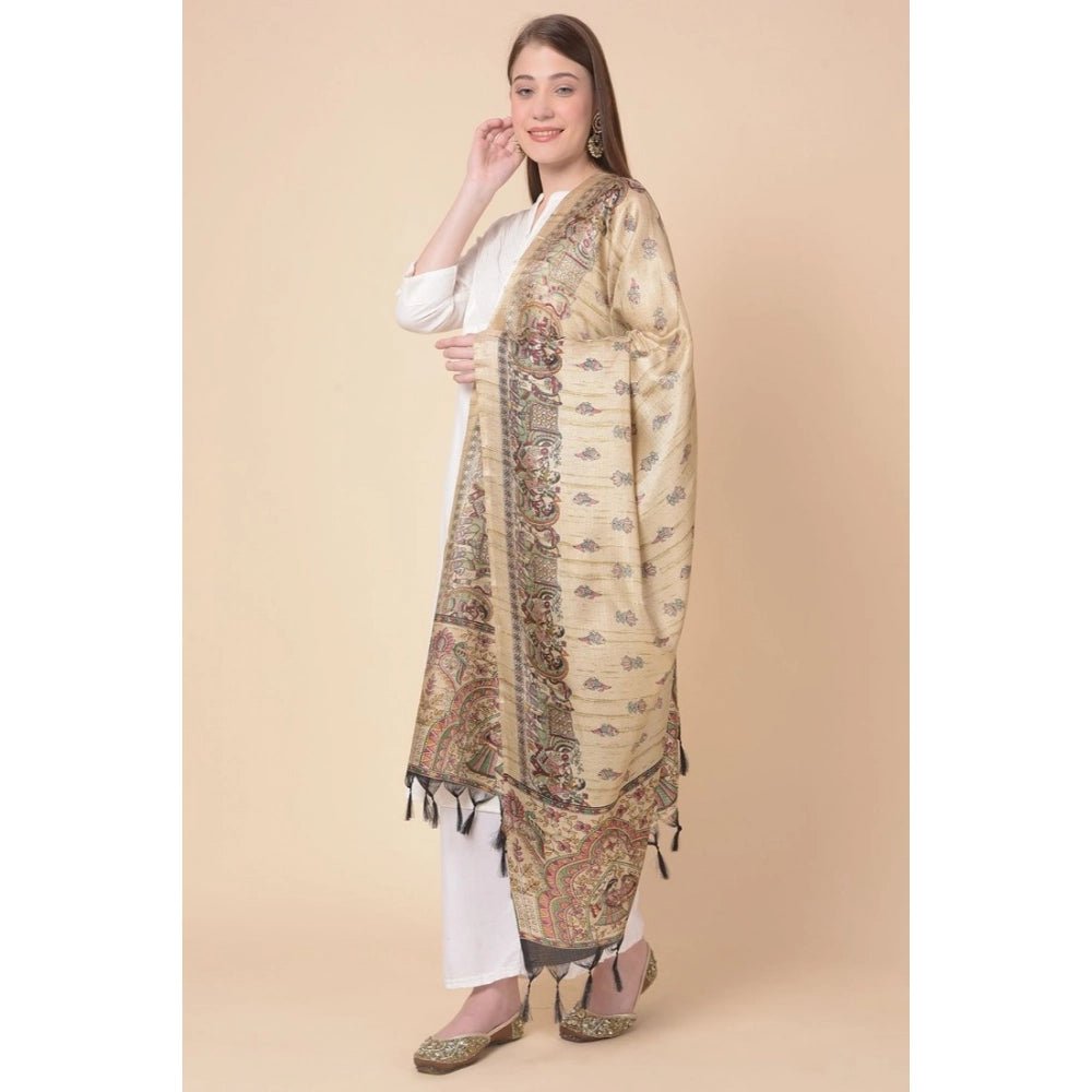 Women's Art Silk Printed Dupatta (Gold, Length: 2.25 to 2.50 Mtr) - Image 4