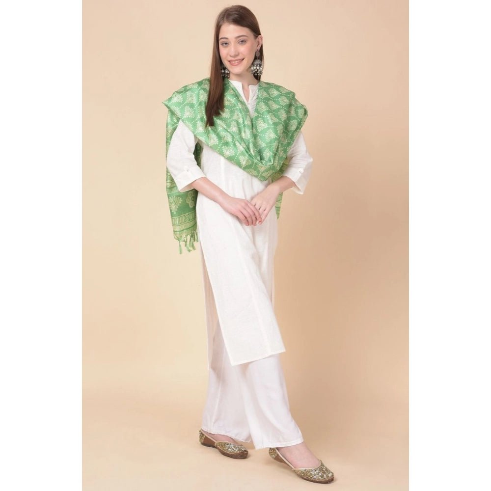 Women's Art Silk Printed Dupatta (Light Green, Length: 2.25 to 2.50 Mtr) - Image 5
