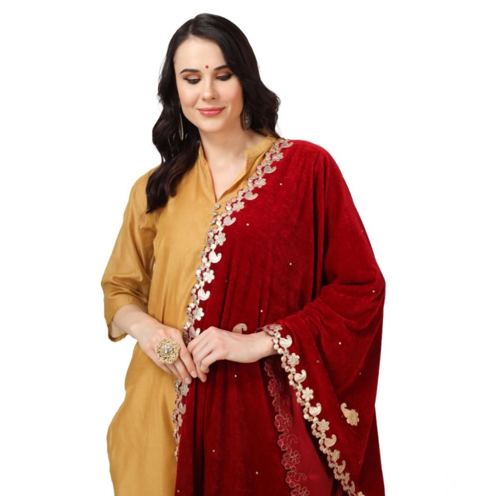 Women's Velvet Gotta Patti Dupatta (Maroon, Length: 2.25 to 2.50 Mtr) - Image 2