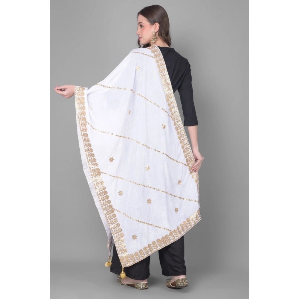 Women's Velvet Gotta Patti Dupatta (Off White, Length: 2.25 to 2.50 Mtr) - Image 2