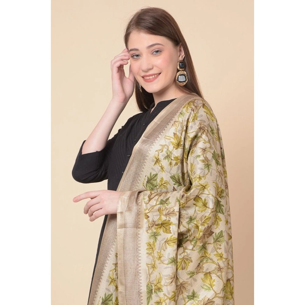 Women's Art Silk Printed Dupatta (Gold, Length: 2.25 to 2.50 Mtr) - Image 5